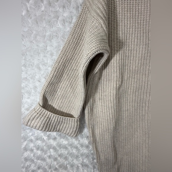 Anthropologie Moth Womens M Beige‎ Ribbed Cable Knit Turtleneck Sweater - Picture 8 of 10